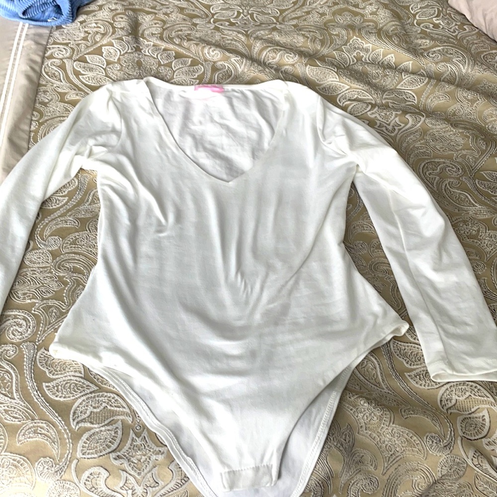 White pink lily body suit